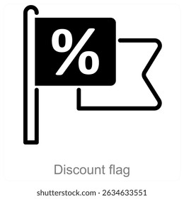 Diseño de concepto de icono de Vector de bandera de descuento