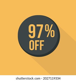 Descuento, insignias vectoriales de venta plana para etiquetas, pegatinas de viernes negro, banners, etiquetas, etiquetas web, nueva oferta. botón de descuento en fondo amarillo.
