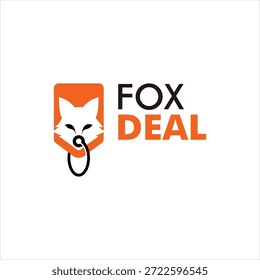 discount fox concept logo design vector template