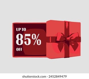 Rabatt, Geschenkbox, Coupon und Promotion, Angebot, 85% Rabatt