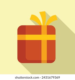 Discount gift box icon flat vector. Buy festive parcel. Closed luxury object