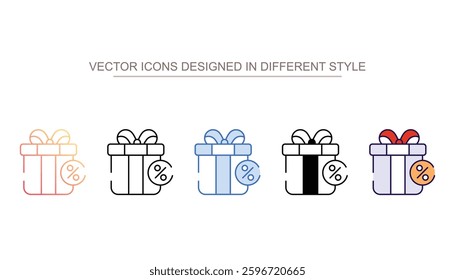 Discount Gift icon design with white background stock illustration
