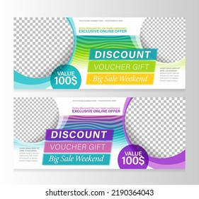 Discount Gift Voucher Banner Template. Big Sale Weekend Banner Design.