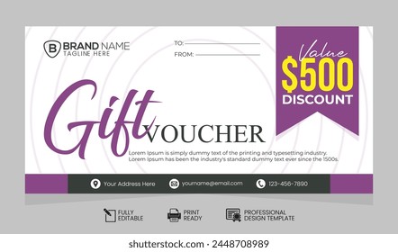 Discount Gift Voucher Design: Promotional Template for Sale Offers, Sale Promotion Gift Voucher Template: Discount Coupon Design, Vector Gift Voucher for Promotional Sale: Discount Template Design