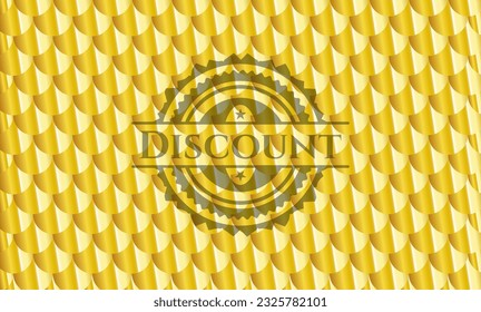 Discount gold shiny badge. Scales pattern. Vector Illustration. Detailed. 