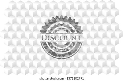 Discount grey emblem with cube white background
