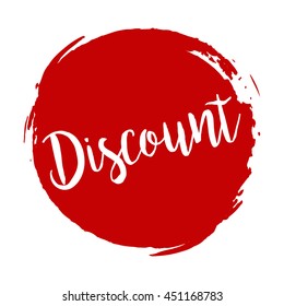 Discount grunge style red colored on white background