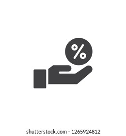 Discount hand vector icon. filled flat sign for mobile concept and web design. Hand and percentage sign simple solid icon. Symbol, logo illustration. Pixel perfect vector graphics