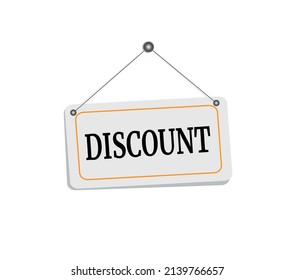 Discount hanging sign isolated on white wall