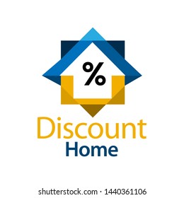 Discount home stock logo vector. Abstract house logo. Vector Illustration on white background