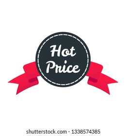 Discount HOT PRICE sale up to ribbon badge sale label concept template vector illustration isolated on white background. Web banners elements for website and advertising. Discount ribbon label design.