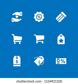 discount icon. 9 discount set with price tag, loyalty, price and shopping store cart vector icons for web and mobile app
