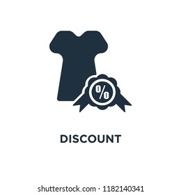 Discount icon. Black filled vector illustration. Discount symbol on white background. Can be used in web and mobile.