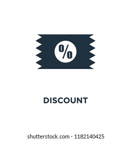 Discount icon. Black filled vector illustration. Discount symbol on white background. Can be used in web and mobile.