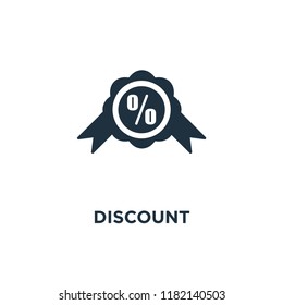 Discount icon. Black filled vector illustration. Discount symbol on white background. Can be used in web and mobile.