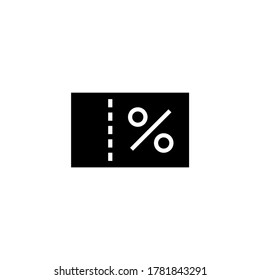 Discount icon in black flat glyph, filled style isolated on white background