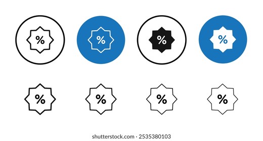 Ícone de desconto Conjunto de logotipo de vetor de arte de linha preta