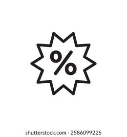 Discount icon black and white vector outline sign