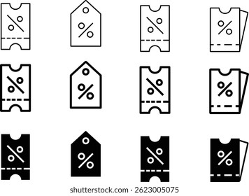 discount icon collection. tag icon set. special offer sign. percent price. Sale Label Price sign symbol