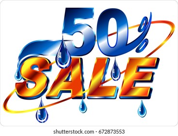 The discount icon is fifty percent. Vector image.