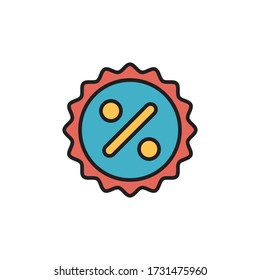 vector de contorno rellenado con icono de descuento. aislado en fondo blanco