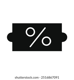 Icono de descuento plano negro, icono de descuento