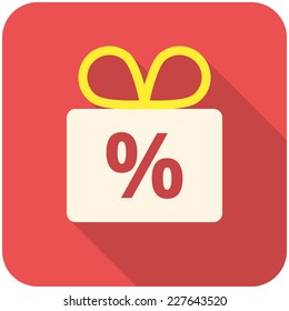 Discount icon (flat design with long shadows)