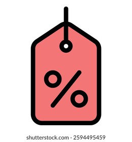 Discount icon in flat line style representing price reductions special offers and promotions ideal for retail and marketing concepts.