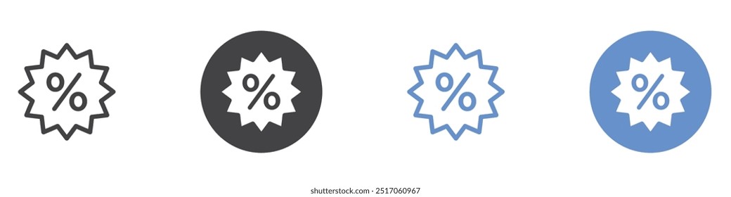 Discount icon flat line symbol set.