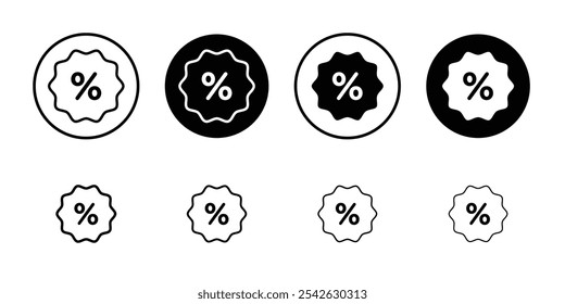 Discount icon Flat simple outline set