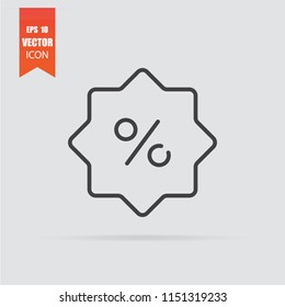 Discount icon in flat style isolated on grey background. For your design, logo. Vector illustration.