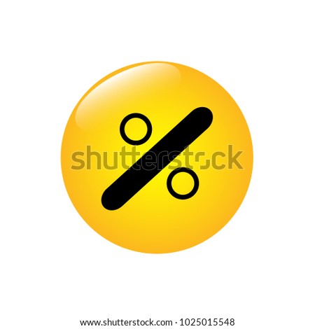 Discount icon glassy yellow round button