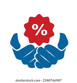 Discount Icon. Hand Percentage Icon Vector Glyph Illustration
