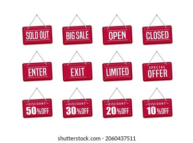 Discount icon illustration set for ecommerce site etc. (hanging signboard motif )