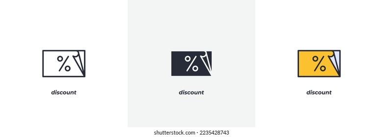 discount icon. Line, solid and filled outline colorful version, outline and filled vector sign. Idea Symbol, logo illustration. Vector graphics