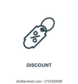 Discount icon. Line style simple element from e-commerce icons collection. Pixel perfect simple discount icon for web design, apps, software, print usage.