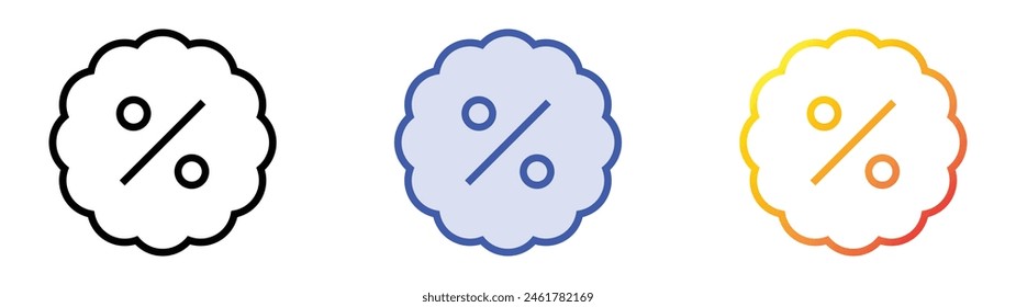 discount icon. Linear, Blue Fill and Gradient Style Design Isolated On White Background