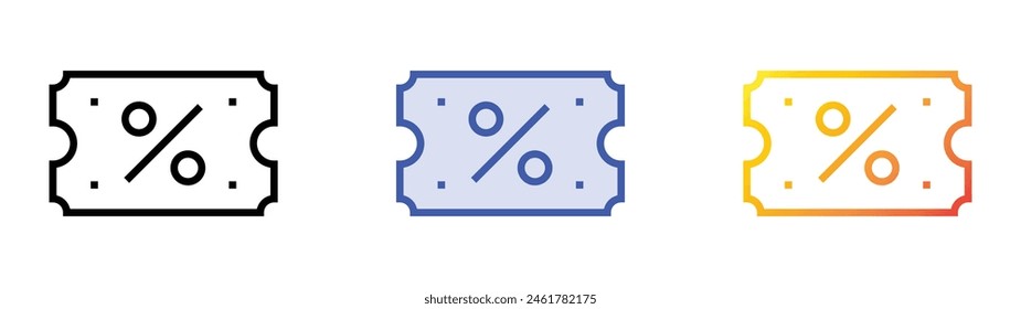 discount  icon. Linear, Blue Fill and Gradient Style Design Isolated On White Background