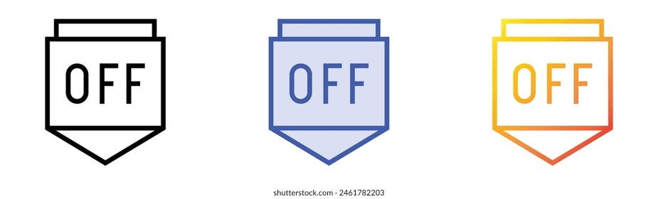 icono de descuento. Diseño de estilo de relleno lineal, azul y degradado aislado sobre fondo blanco