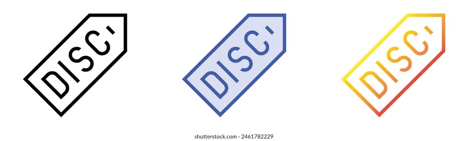 discount  icon. Linear, Blue Fill and Gradient Style Design Isolated On White Background