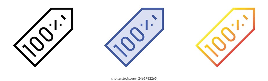 discount icon. Linear, Blue Fill and Gradient Style Design Isolated On White Background