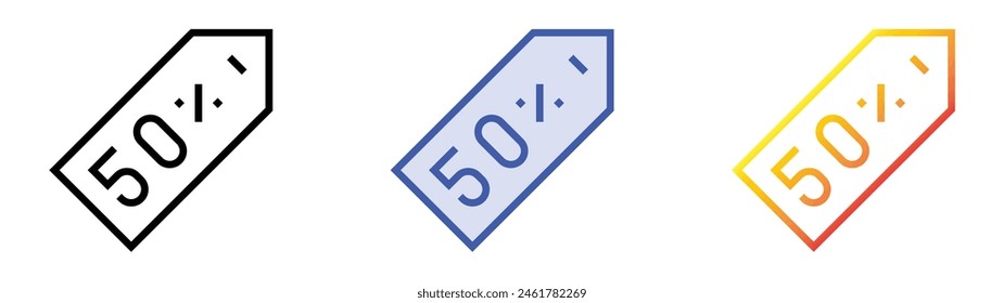 discount icon. Linear, Blue Fill and Gradient Style Design Isolated On White Background