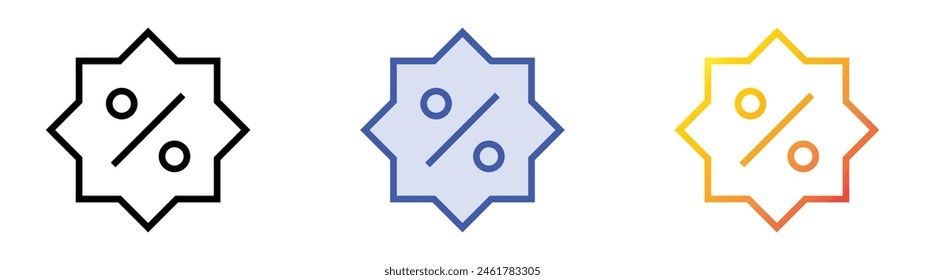 icono de descuento. Diseño de estilo de relleno lineal, azul y degradado aislado sobre fondo blanco