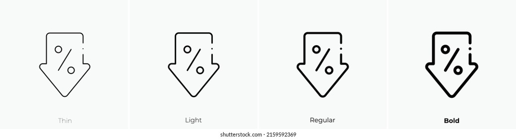 icono de descuento. Signo de estilo lineal aislado en fondo blanco. Ilustración vectorial.