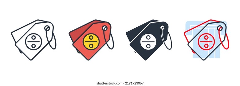 discount icon logo vector illustration. Shopping tags symbol template for graphic and web design collection