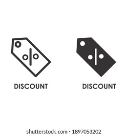 Discount icon on thin and bold vector illustration for online store or web store or else
