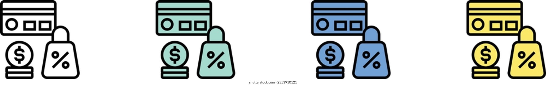 discount icon. Outline, Green, Blue and Yellow Style Design Isolated On White Background