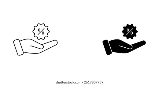 Discount icon, Percentage, finance percent offer tag, Shopping Sale label, Black friday coupon, promotion commission icons button, vector, sign, symbol, logo, illustration, editable stroke and flat