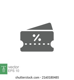 Discount icon. Sale coupon concept. Simple solid style. Glyph vector illustration isolated on white background. EPS 10.