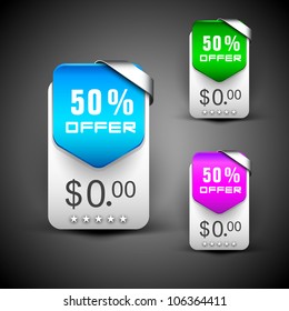 Discount icon set, can be use as label, tag, bookmark or sticker. EPS 10.